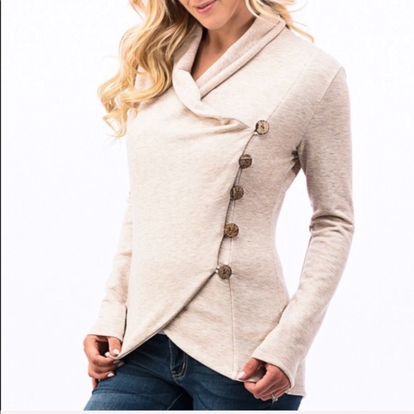 Oatmeal Wrap Jacket - Picture 2 of 4